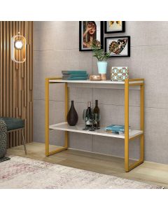 Aparador Decorativo ou Cantinho do Café Isis C/prateleira - Dourado/off-white