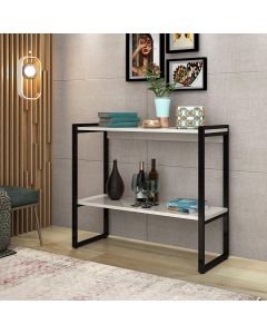 Aparador Ísis Industrial com Prateleira Mdf e Ferro Elegante - Preto/off-white