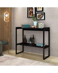 Aparador Ísis Industrial com Prateleira Mdf e Ferro Elegante Preto/preto