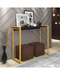 Aparador Ísis Industrial Mdf e Ferro Elegante - Dourado/preto