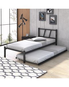 Cama Auxiliar Solteiro em Aço Industrial com Rodízios  Preto