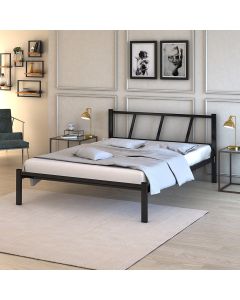 Cama Casal Bruna 100% de Aço Estilo Industrial Reforçada Preto