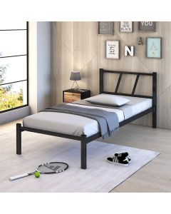 Cama Solteiro Bruna 100% de Aço Estilo Industrial Reforçada Preto