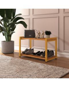 Sapateira Industrial 2 Lugares Organizada Duarte Móveis - Dourado/canela