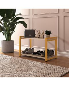 Sapateira Industrial 2 Lugares Organizada Duarte Móveis - Dourado/off-white