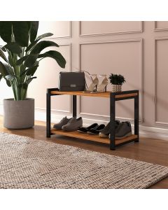 Sapateira Isis Organizador Multiuso 2 Andares Estilo Industrial - Preto/canela