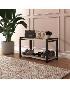 Sapateira Isis Organizador Multiuso 2 Andares Estilo Industrial - Preto/off-white